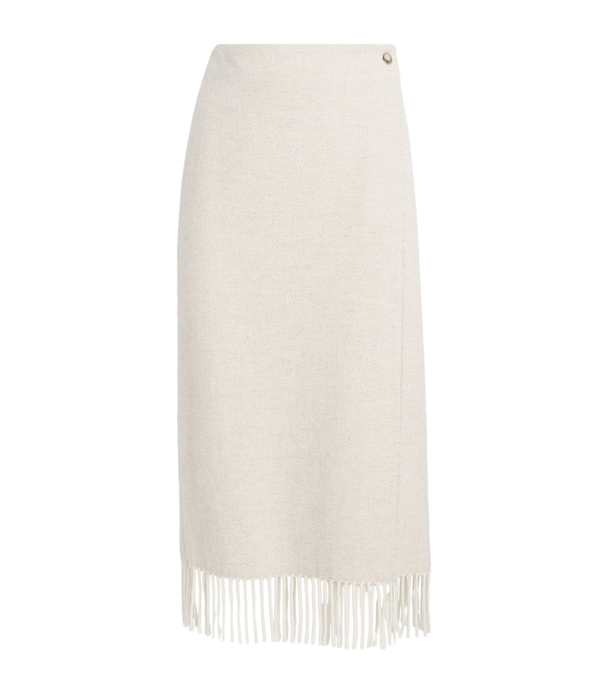 Wool-Blend Wrap Pencil Skirt CREAM HERRINGBONE Image 1