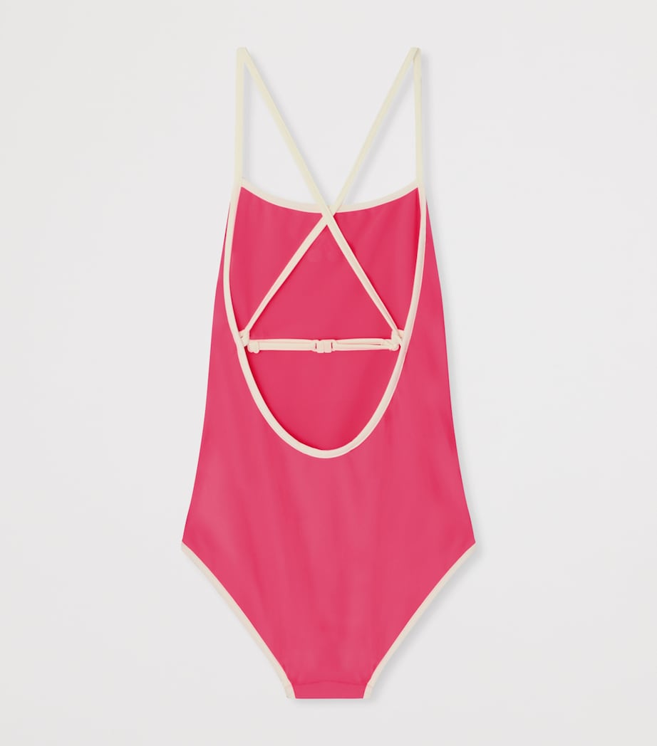 Bonpoint Cherry Logo Swimsuit (10-14 Years) Rose Fluo Image 2