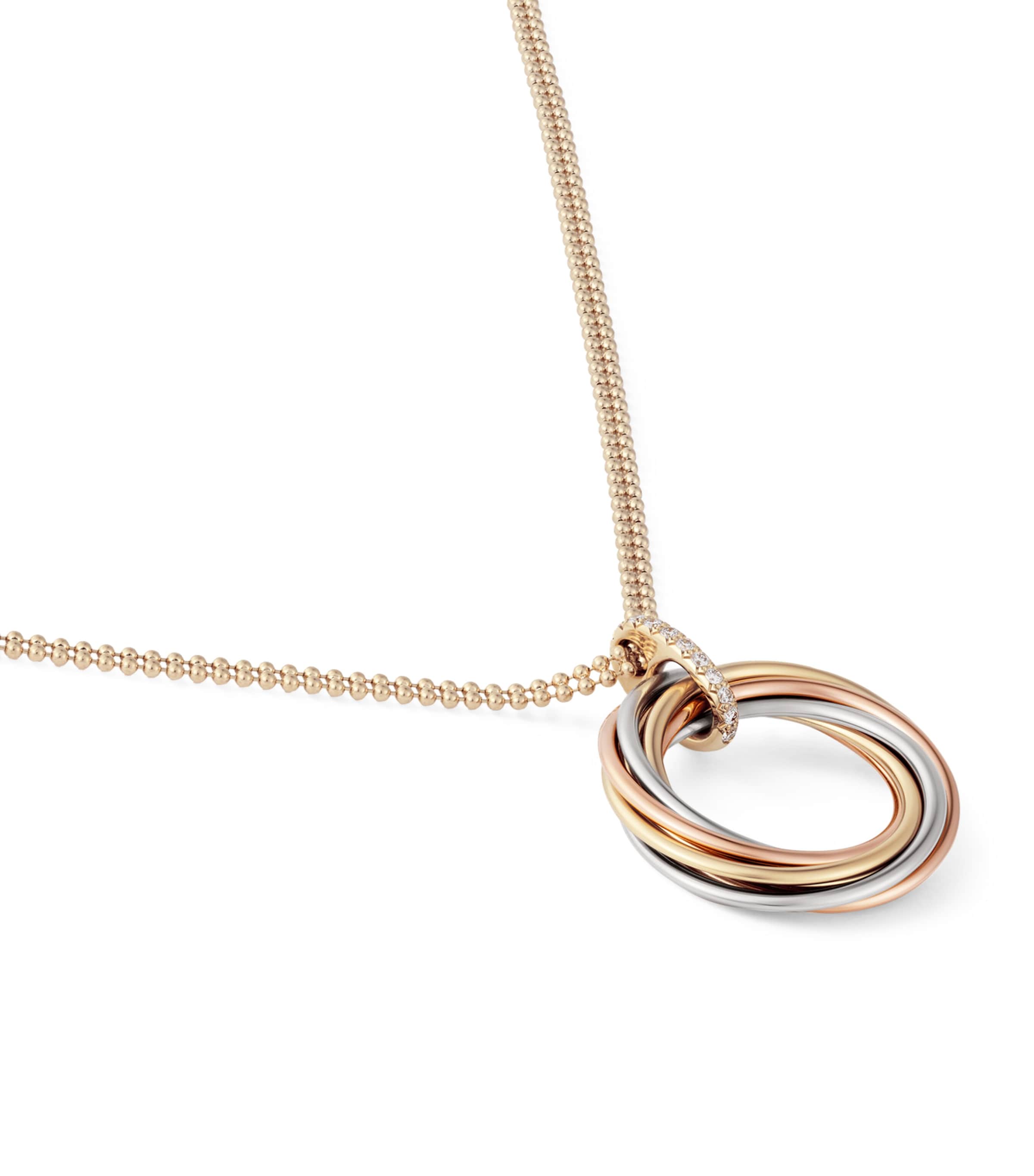 Cartier Mixed Gold and Diamond Trinity Necklace | Harrods UK