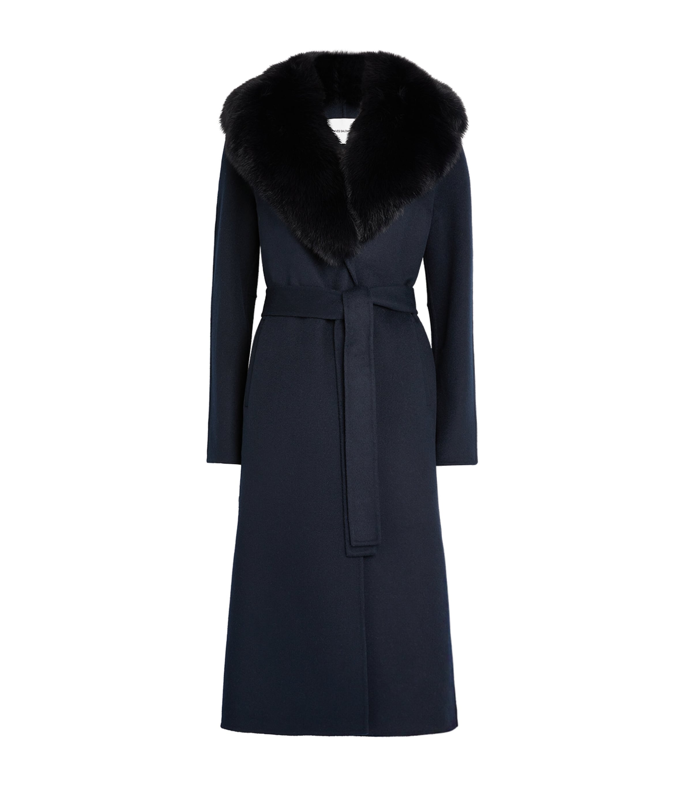 Yves Salomon Cashmere-wool Wrap-around Coat In Blue