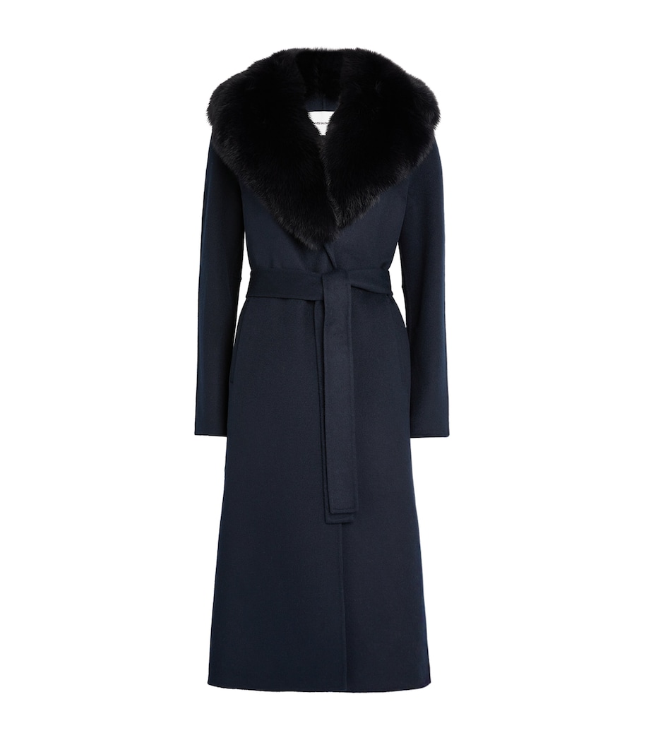 Cashmere-Wool Fox Fur-Trim Coat A7033 Image 1
