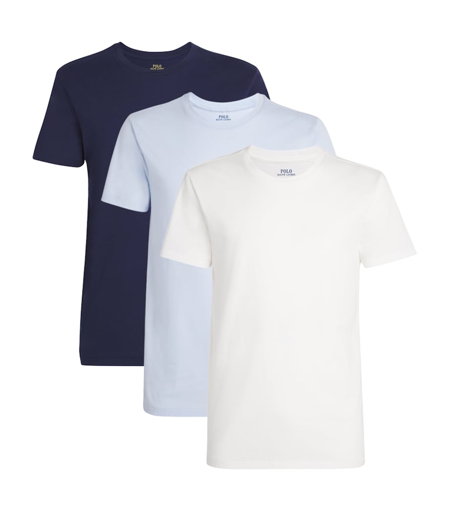 Cotton Crew-Neck T-Shirt (Pack of 3) NVY/WHT/OXF BLU Image 1