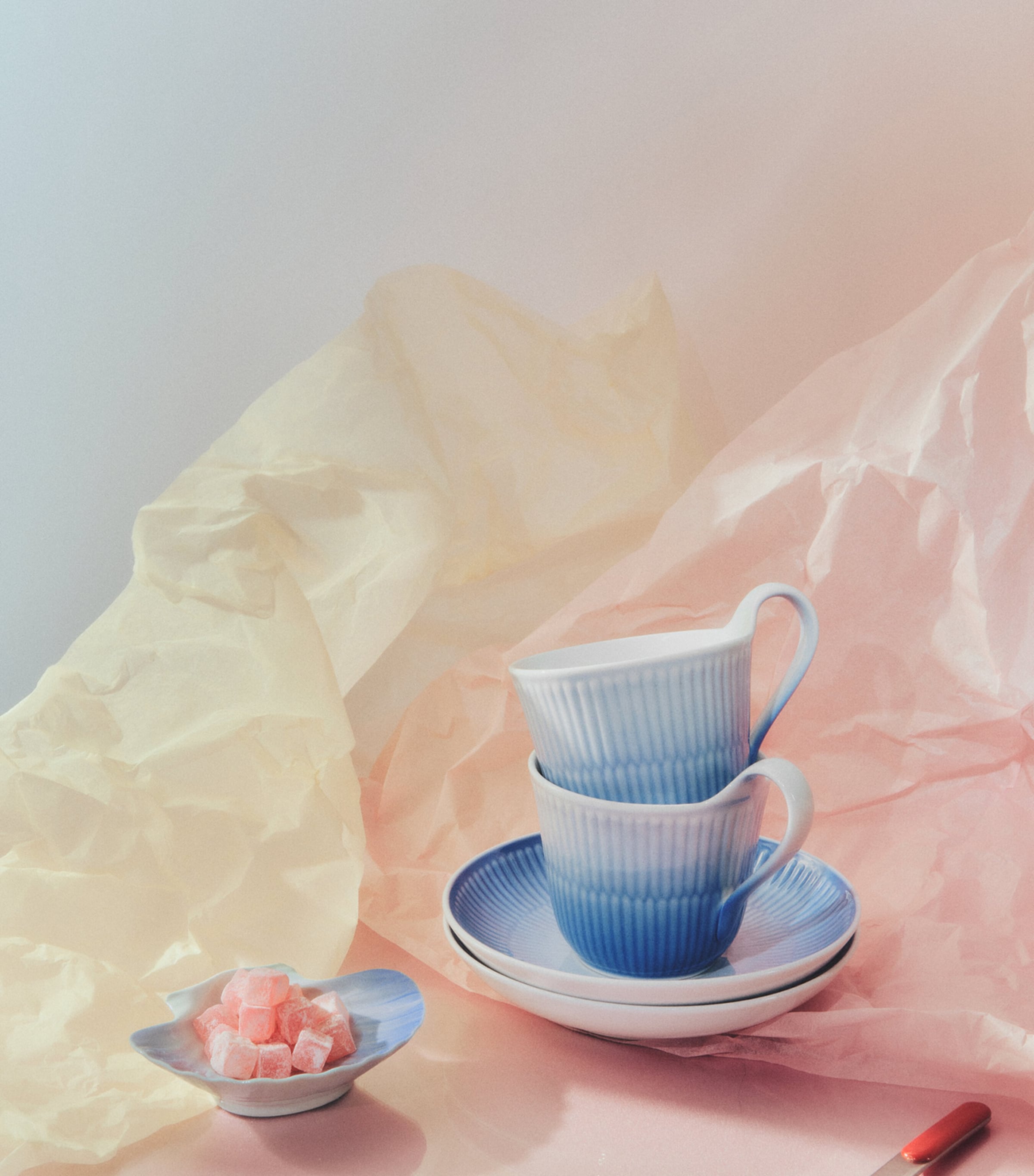 Royal Copenhagen Porcelain Iris Cup and Saucer Blue Image 4