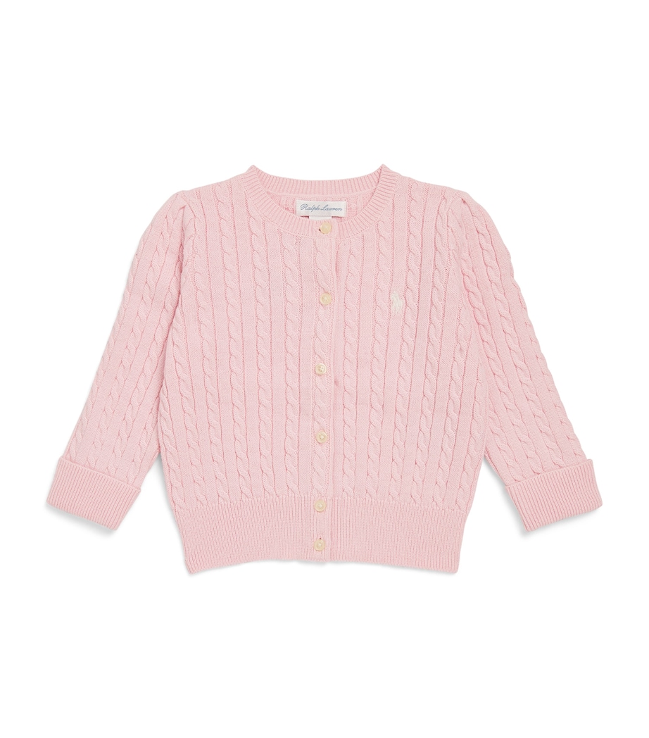 Cotton Cable-Knit Cardigan (3-24 Months) HINT OF PINK Image 1