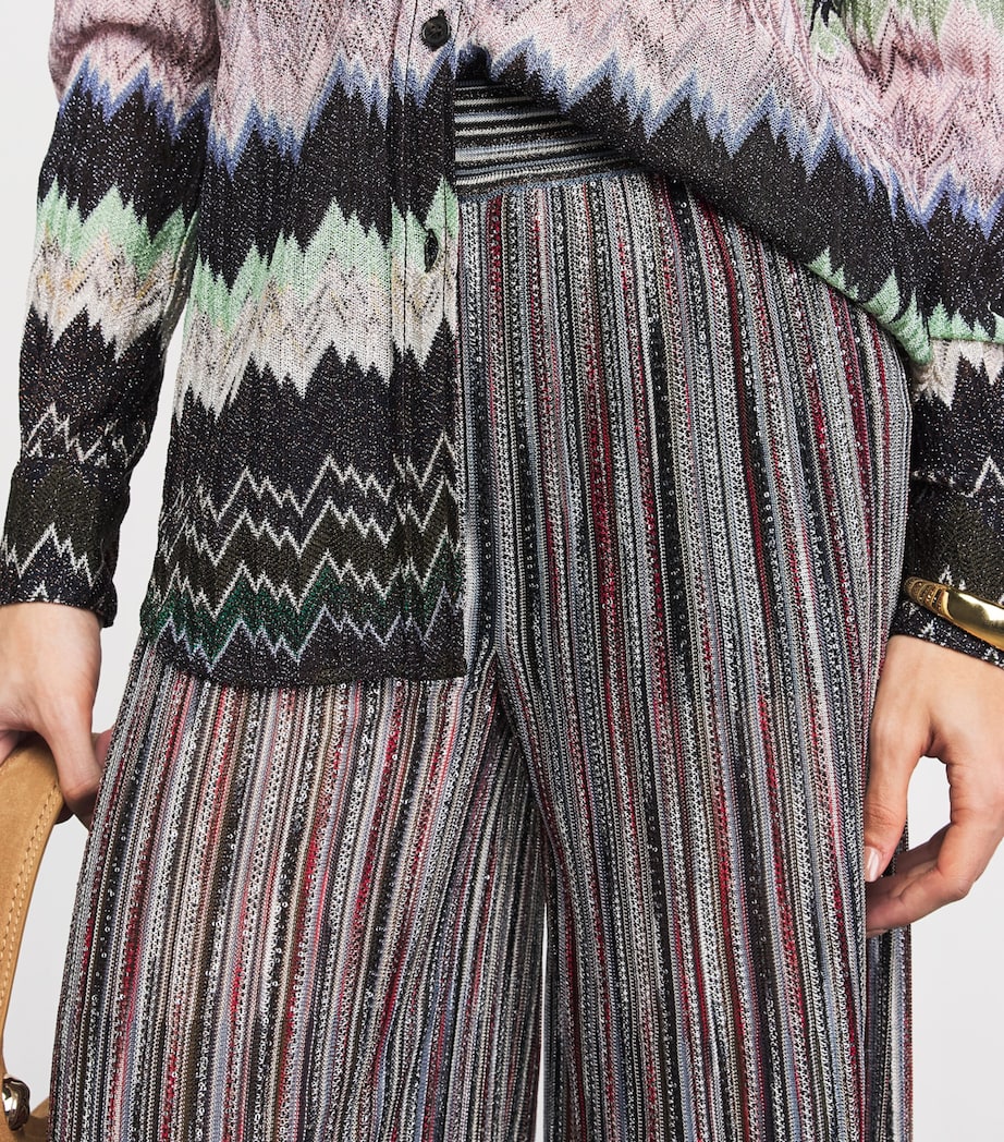 Missoni Womens Knitted Sequin Stripe Trousers Smsmb Drk W Red /blu Image 3
