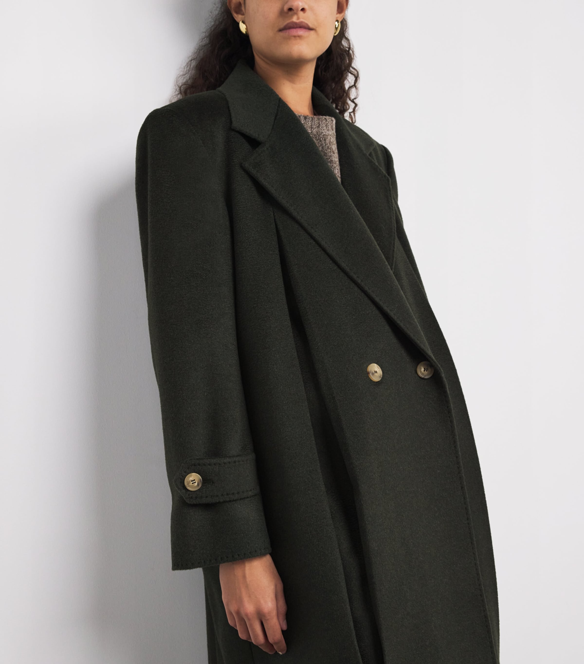 Wool Double-Breasted Coat DARK GREEN Image 6