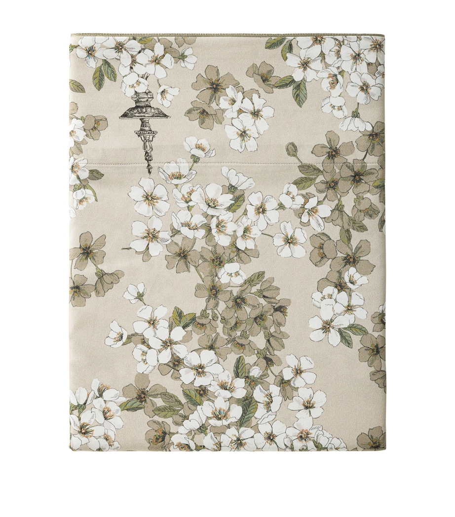 Organic Cotton Fine Fleur Oxford Square Pillowcase (65cm x 65cm) CREAM/GREEN Image 2