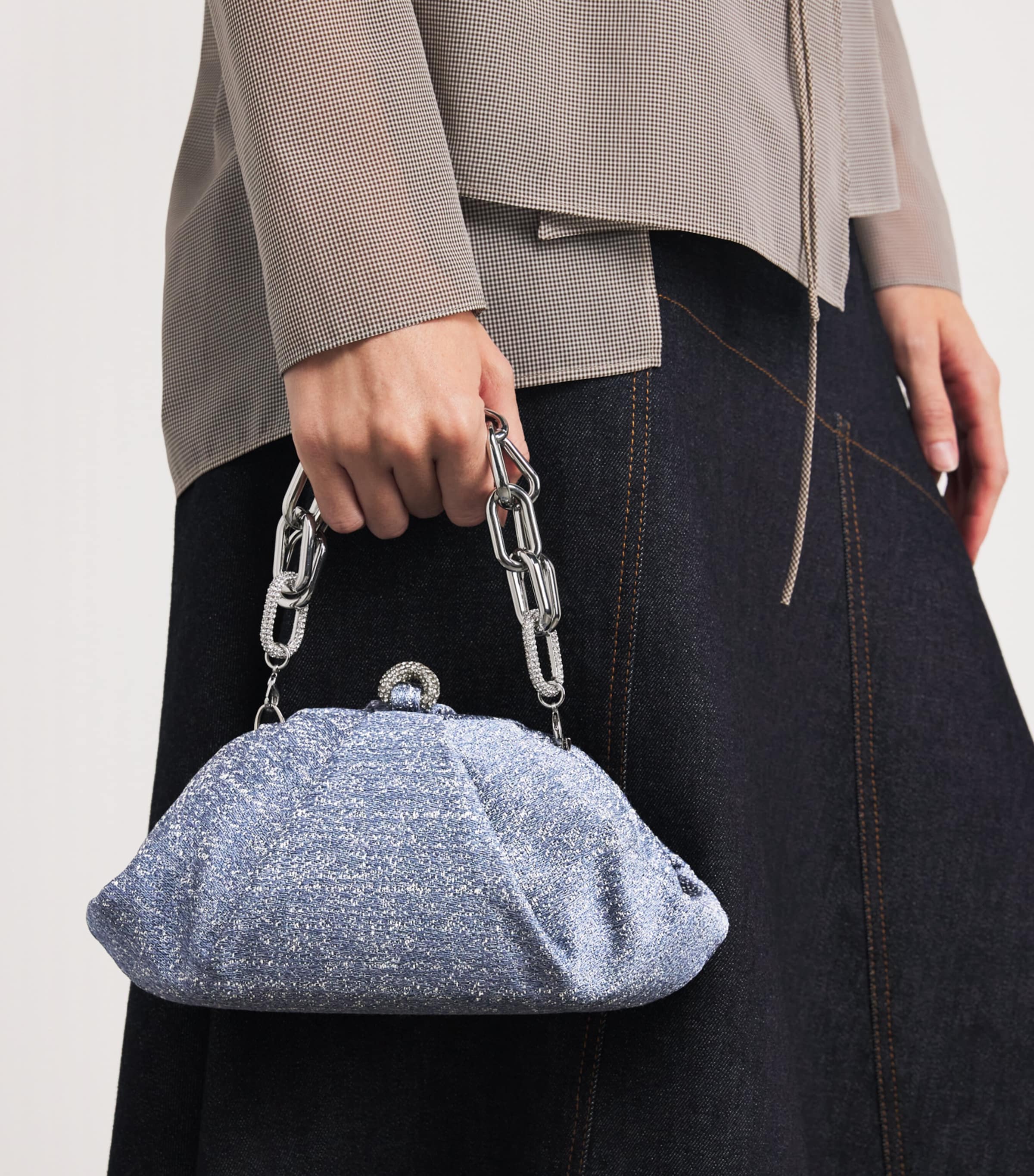 Denim Sparkle Gemma Clutch Bag SSKBL SPAKLE BLUE Image 2