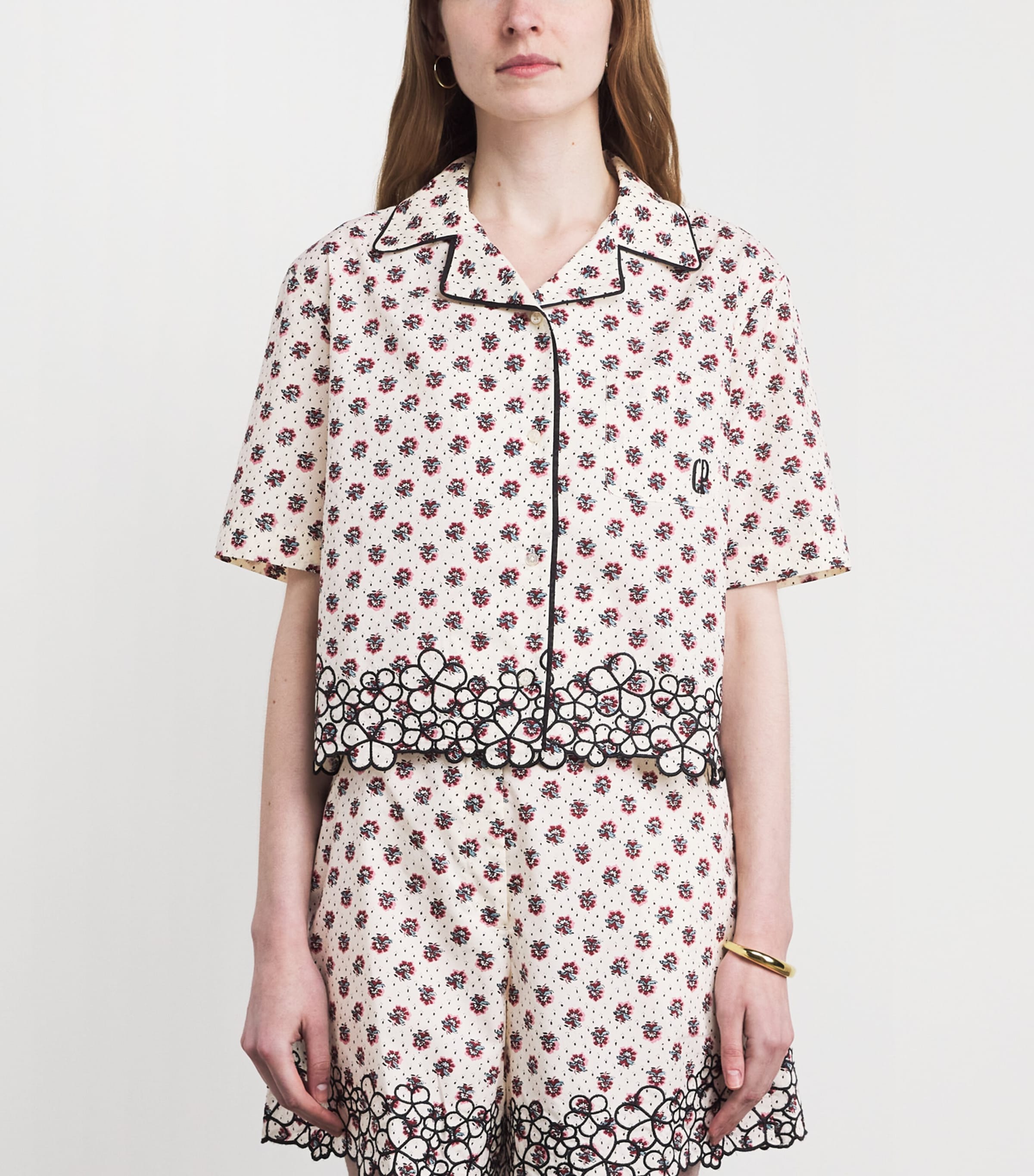 Claudie Pierlot Womens Cotton Poplin Embroidered Shirt Light Print Image 4