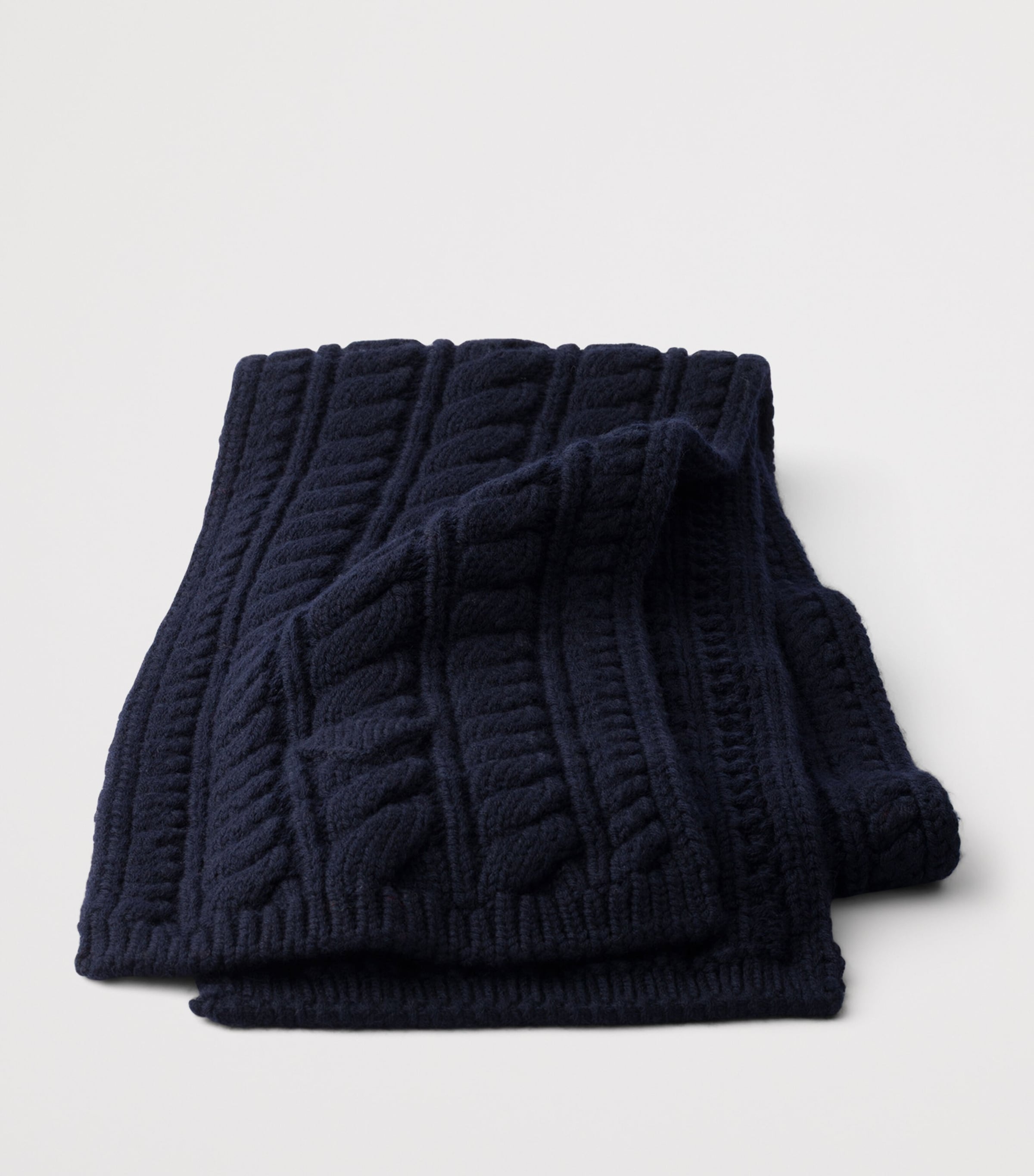 Prada Virgin Wool Cable-Knit Scarf Blue Image 3
