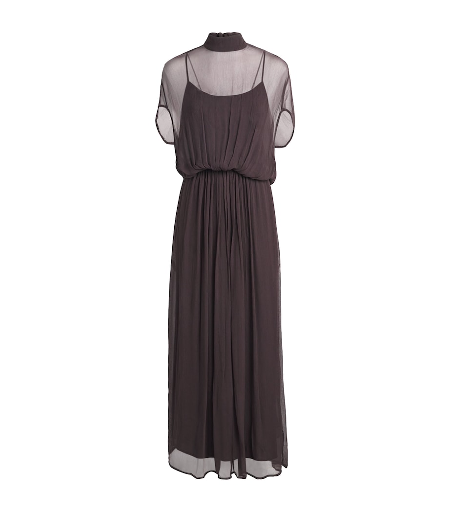 STAUD Womens Chiffon Viviana Maxi Dress Eart Earth Image 1