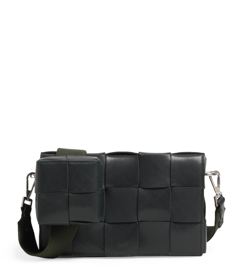 Bottega Veneta Leather Cassette Cross-Body Bag Dark Green Silver Image 1