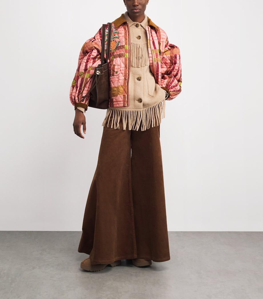 x FARM Rio Ana-Clara Quilted Jacket PK TRTN/BGE HRT PRNT Image 2