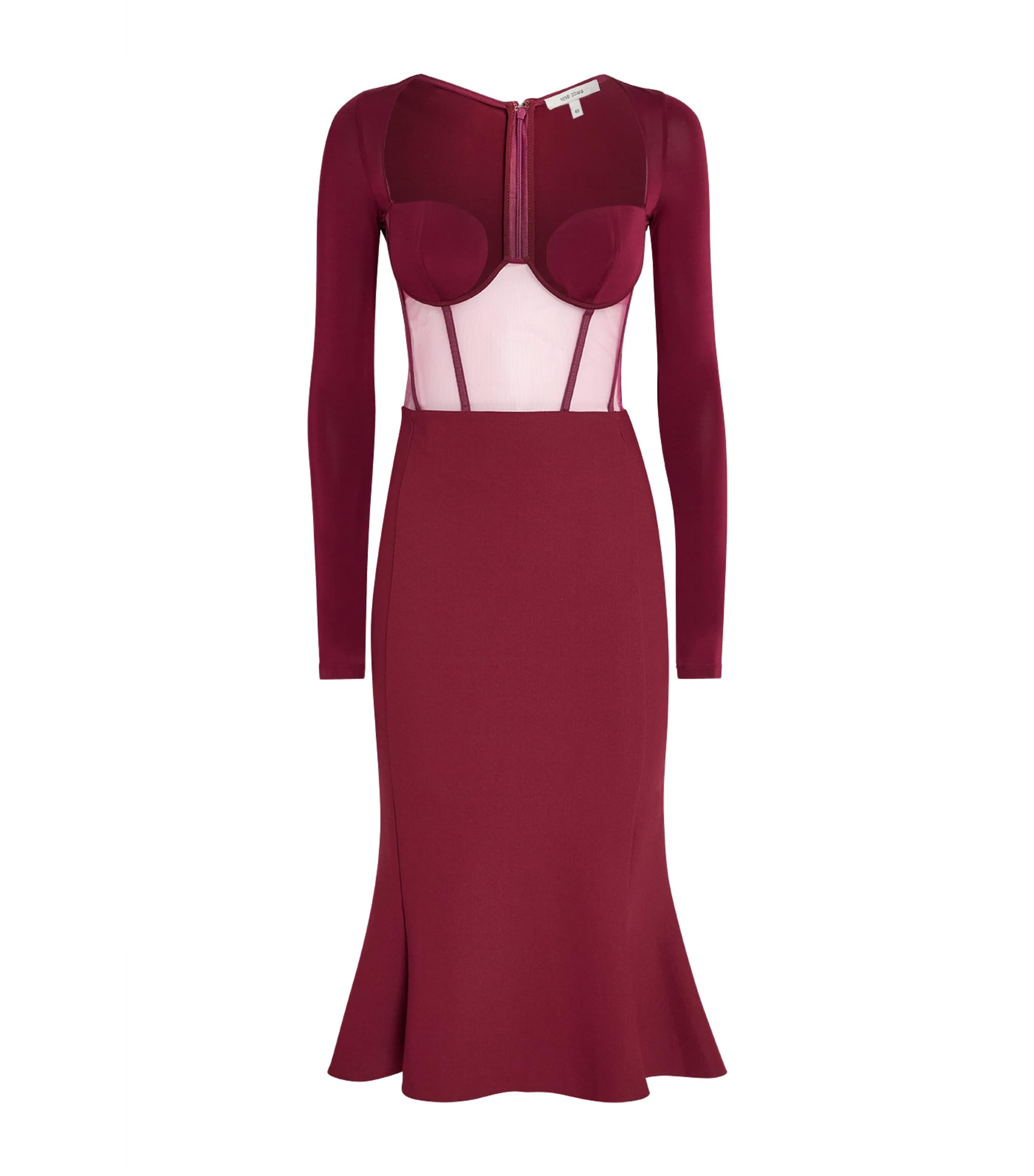 Nensi Dojaka Mesh Corseted Midi Dress In Brown