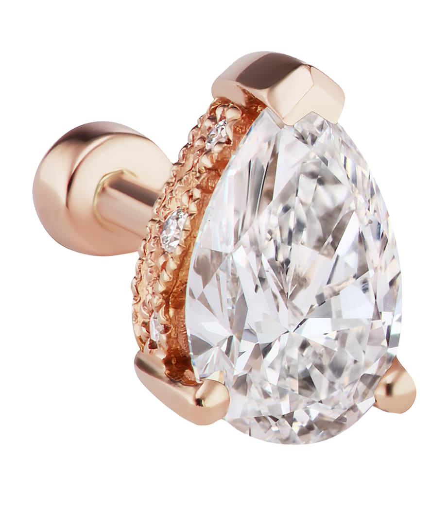 Pear Diamond Threaded Stud Earring (6mm) ROSE GOLD Image 1