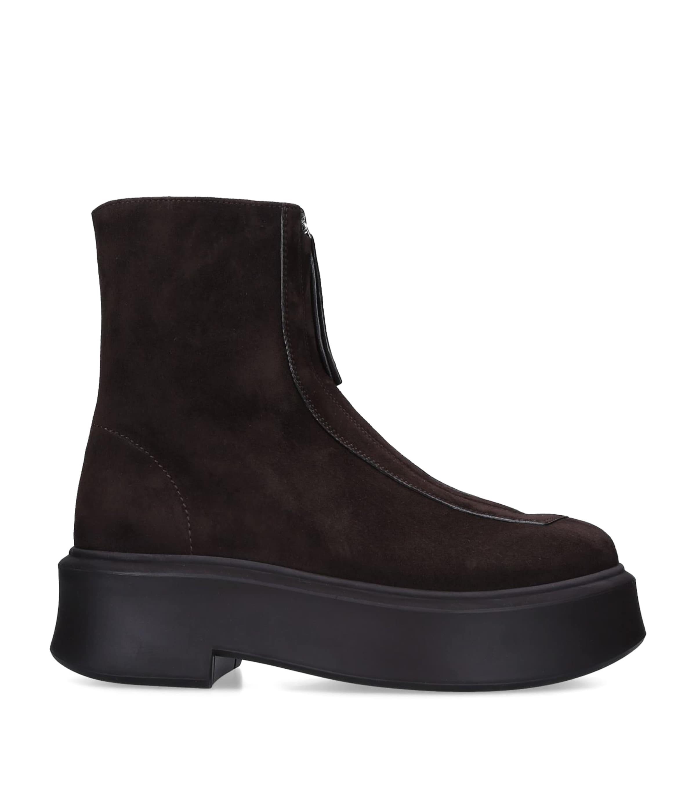 Zipped Suede Ankle Boots 50 DARK BROWN Image 1
