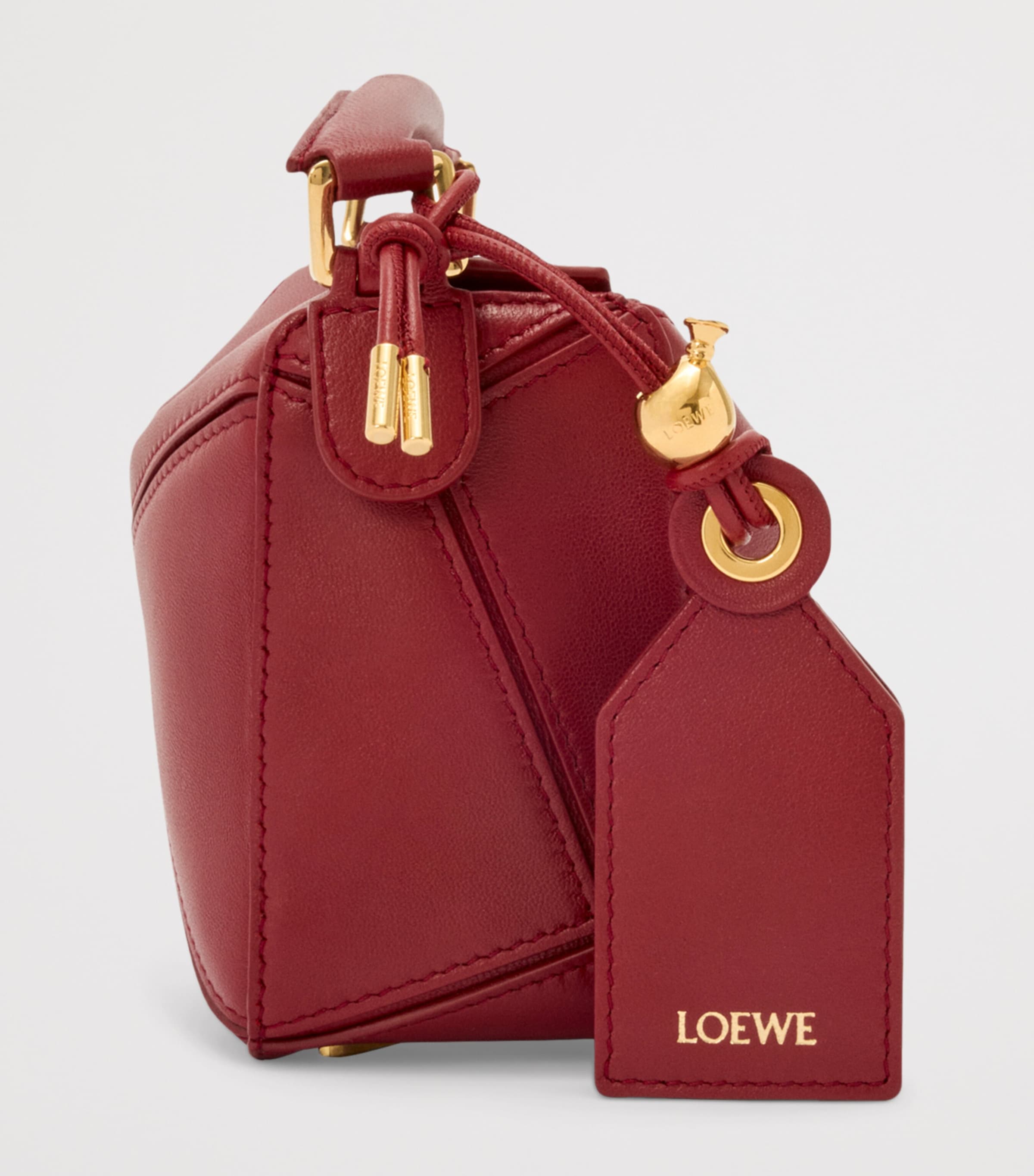 x Paula's Ibiza Mini Lambskin Puzzle Top-Handle Bag BURNT RED Image 4