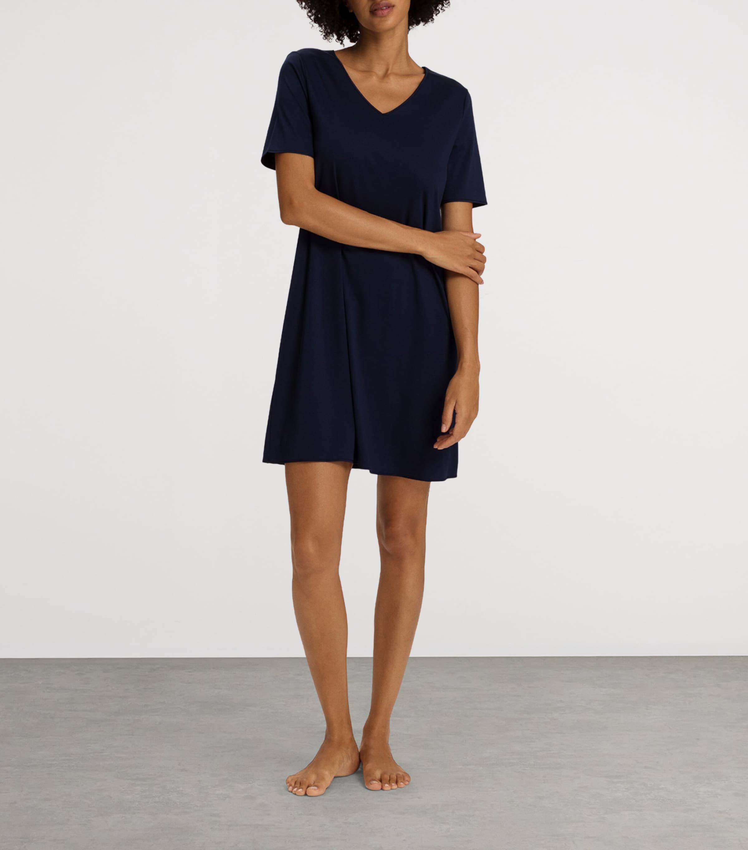 Cotton Short-Sleeve Nightdress DEEP NAVY Image 5