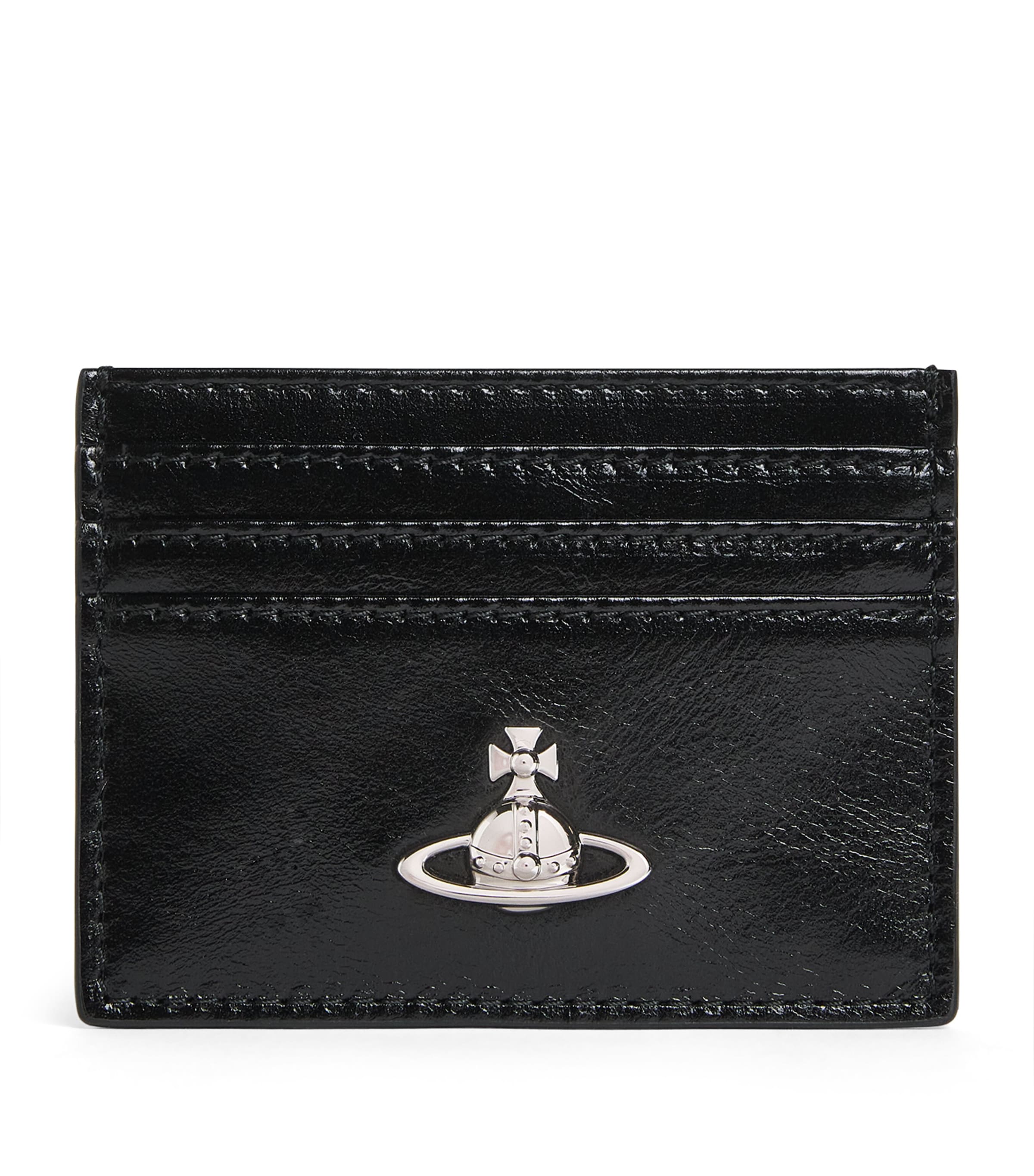 Vivienne Westwood Leather Orb Card Holder In Black