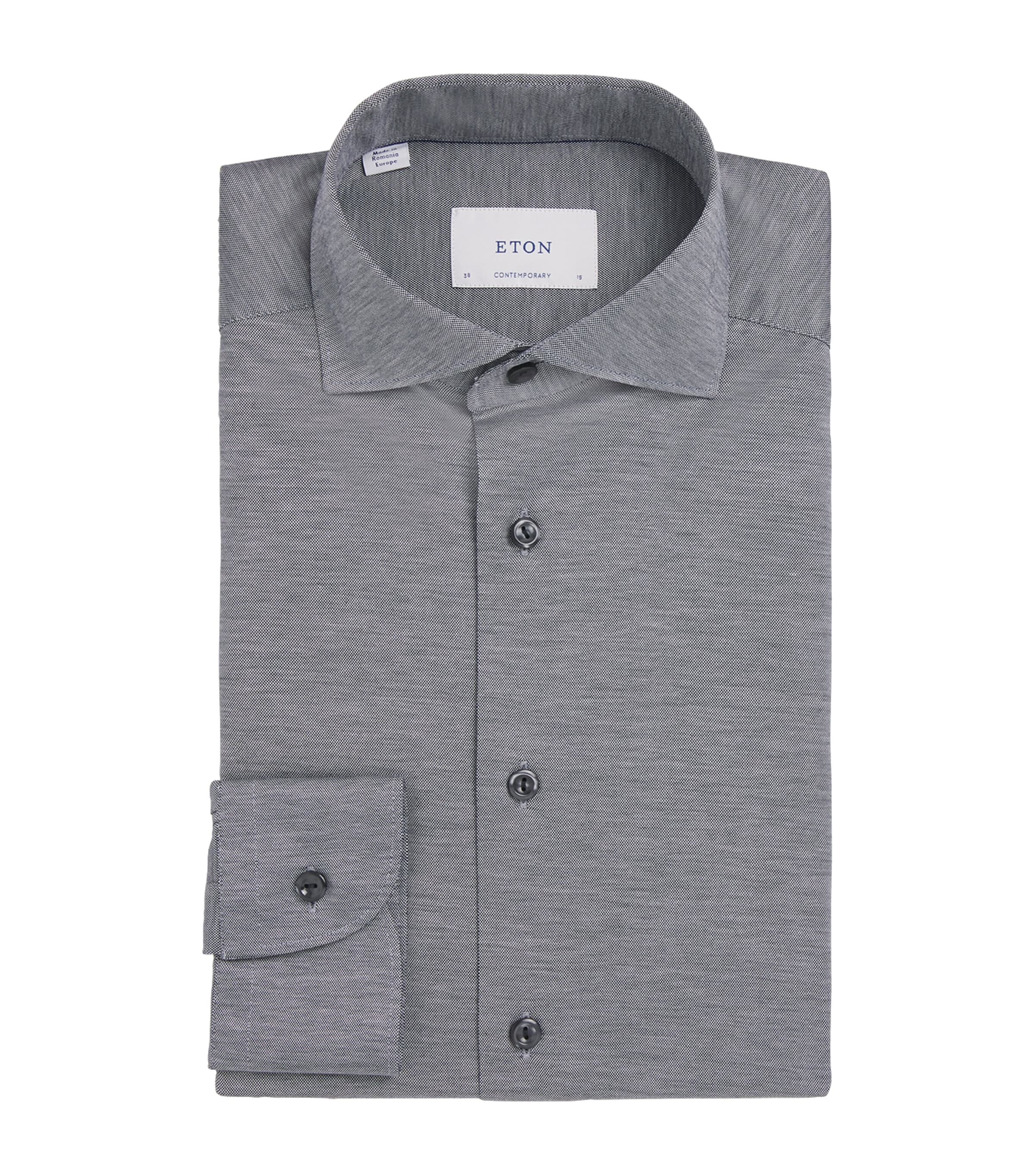 Eton Cotton Filo Di Scozia Contemporary Fit Shirt In Gray
