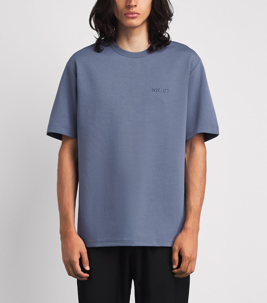 NN.07 Mens Relaxed Logo Nat T-Shirt Stone Blue Image 4