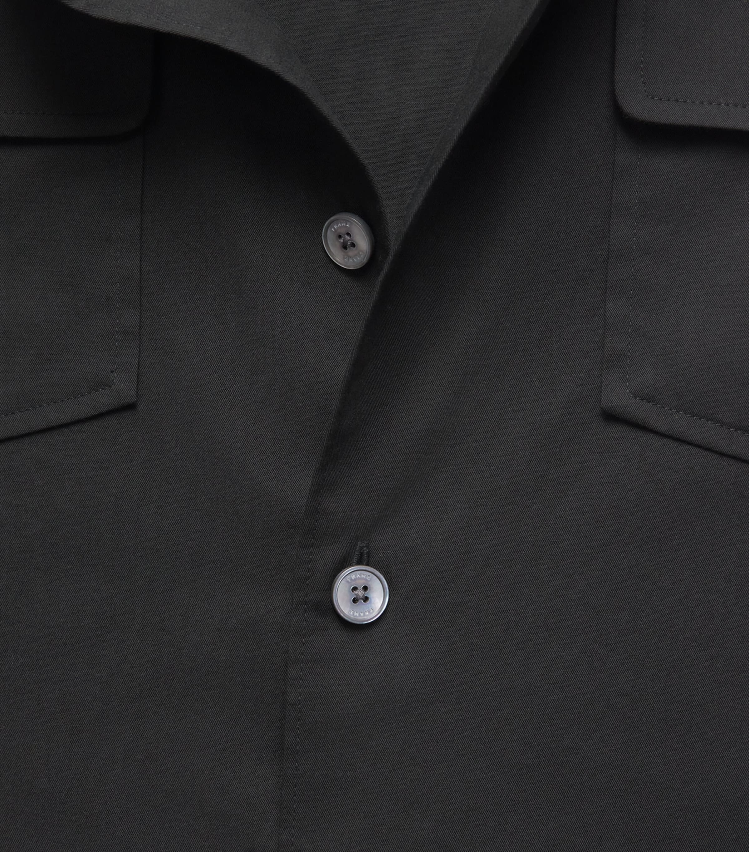 Cotton Patch-Pocket Overshirt WASHED BLACK Image 6