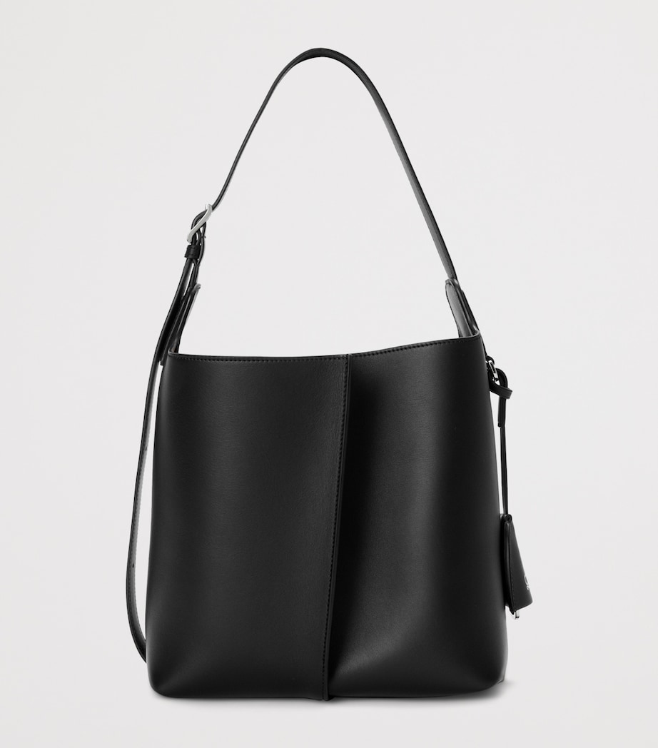 LOEWE Womens Medium Leather Bilbao Bucket Bag Black Image 4
