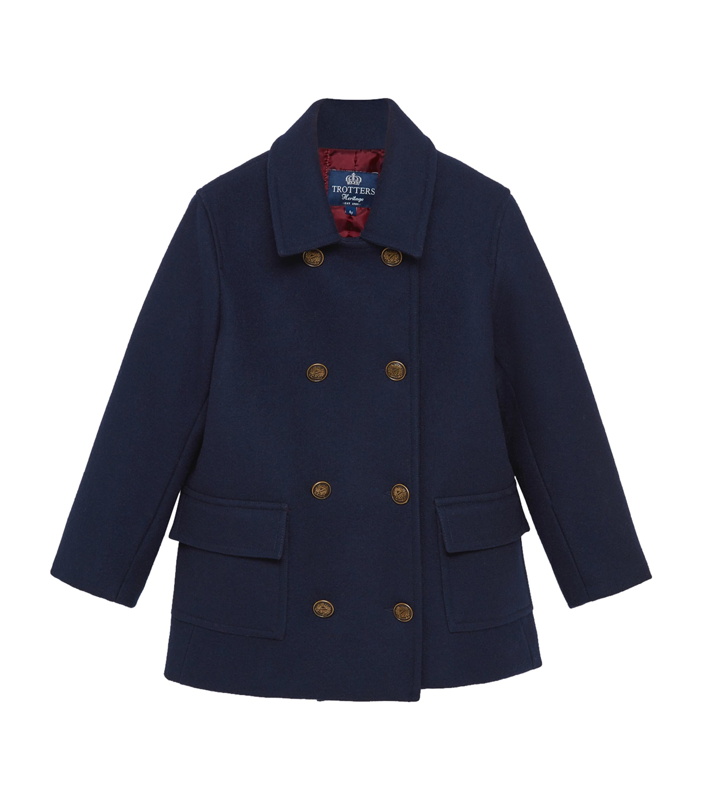 Trotters Wool Pea Coat In Navy