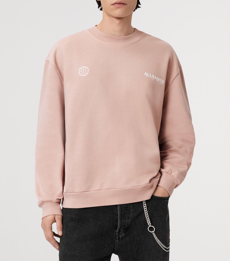 AllSaints Mens Organic Cotton Emblem Sweatshirt Sunbaked Pink Image 3