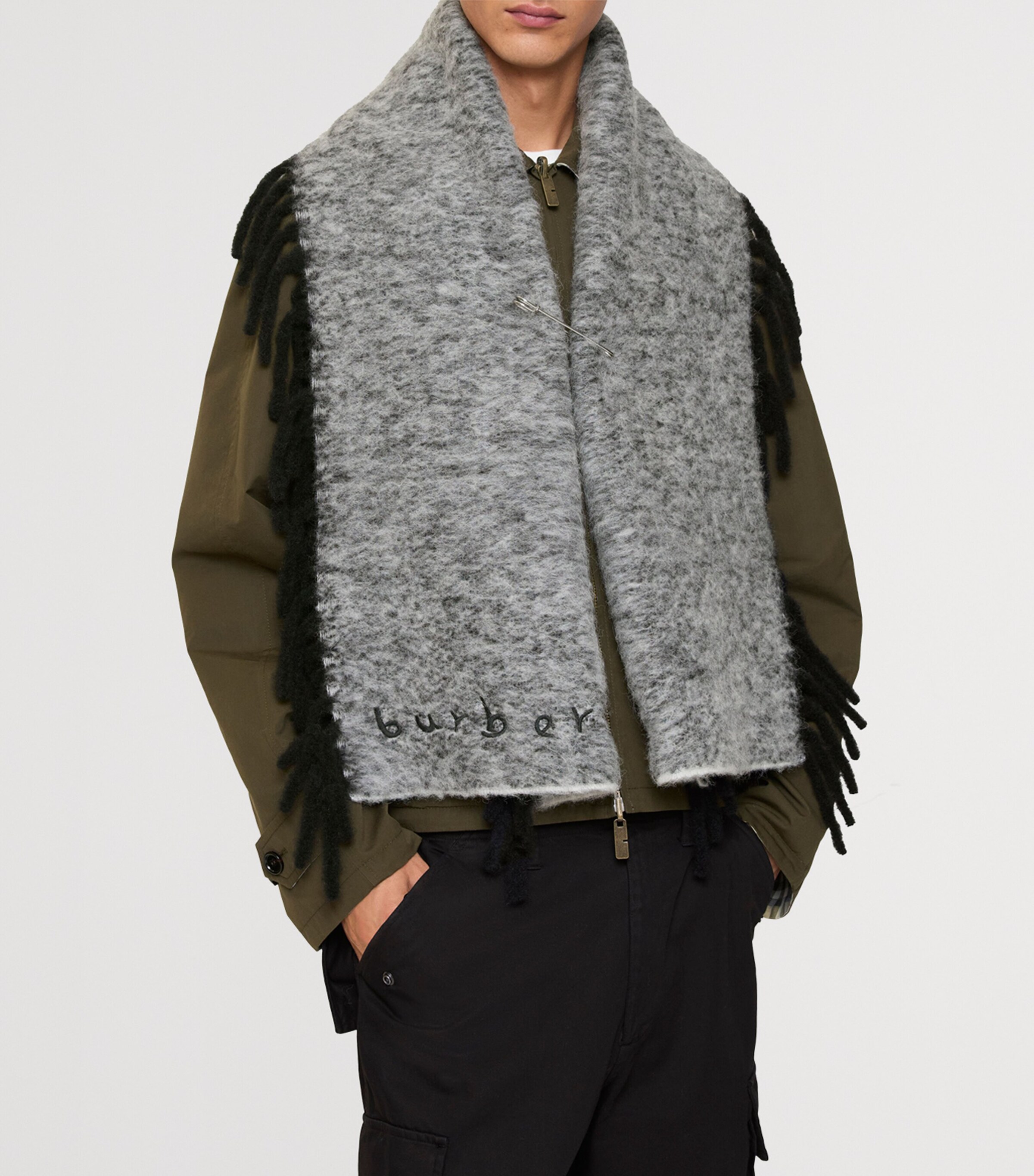 Burberry Alpaca Wool-Blend Happy Scarf Blackcalico Image 4