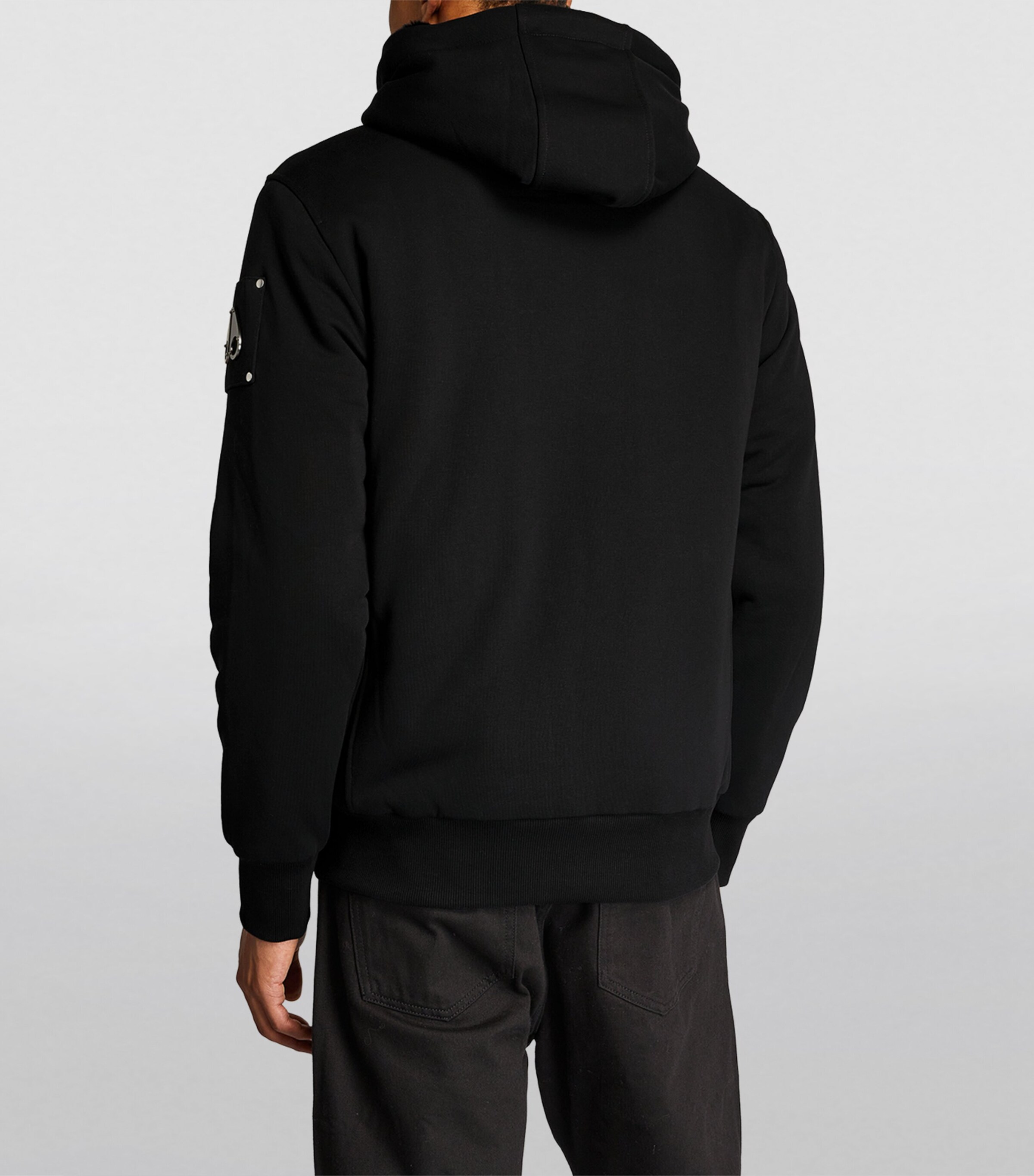 Moose Knuckles Mens Padded Zip-Front Hoodie Black Image 4