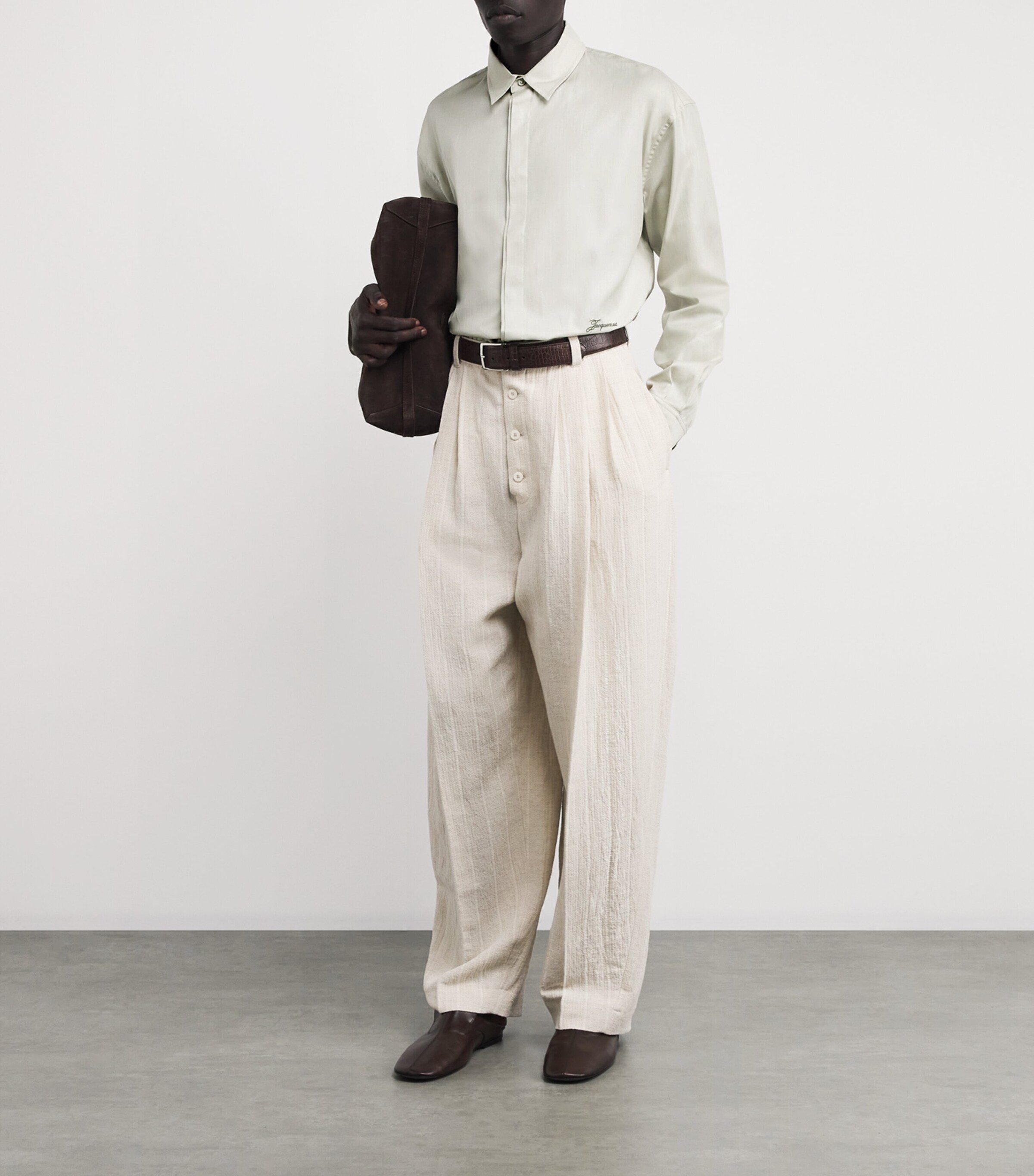 Jacquemus Mens Cotton '50s Logo Simon Shirt Light Green Image 2
