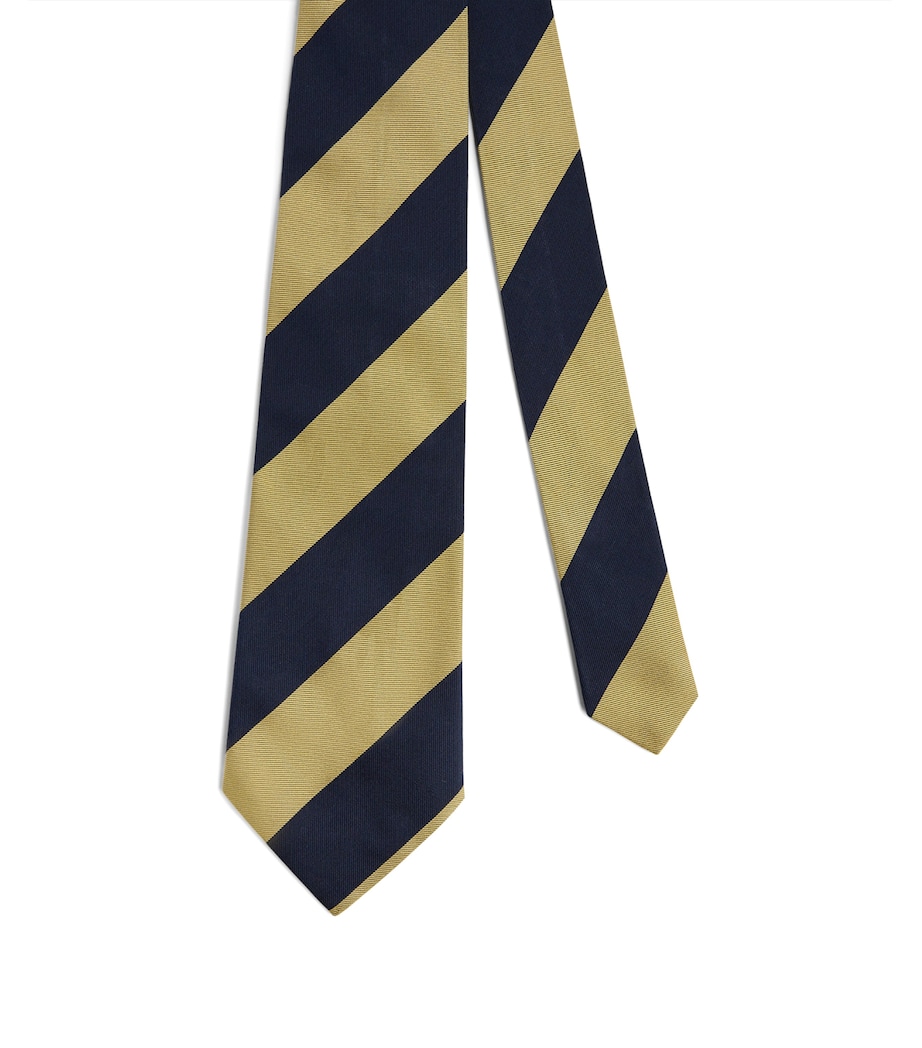 Dunhill Mulberry Silk Stripe Tie Yellow Image 1