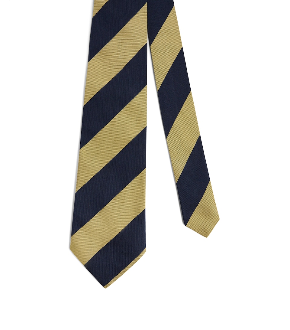 Dunhill Mulberry Silk Stripe Tie Yellow