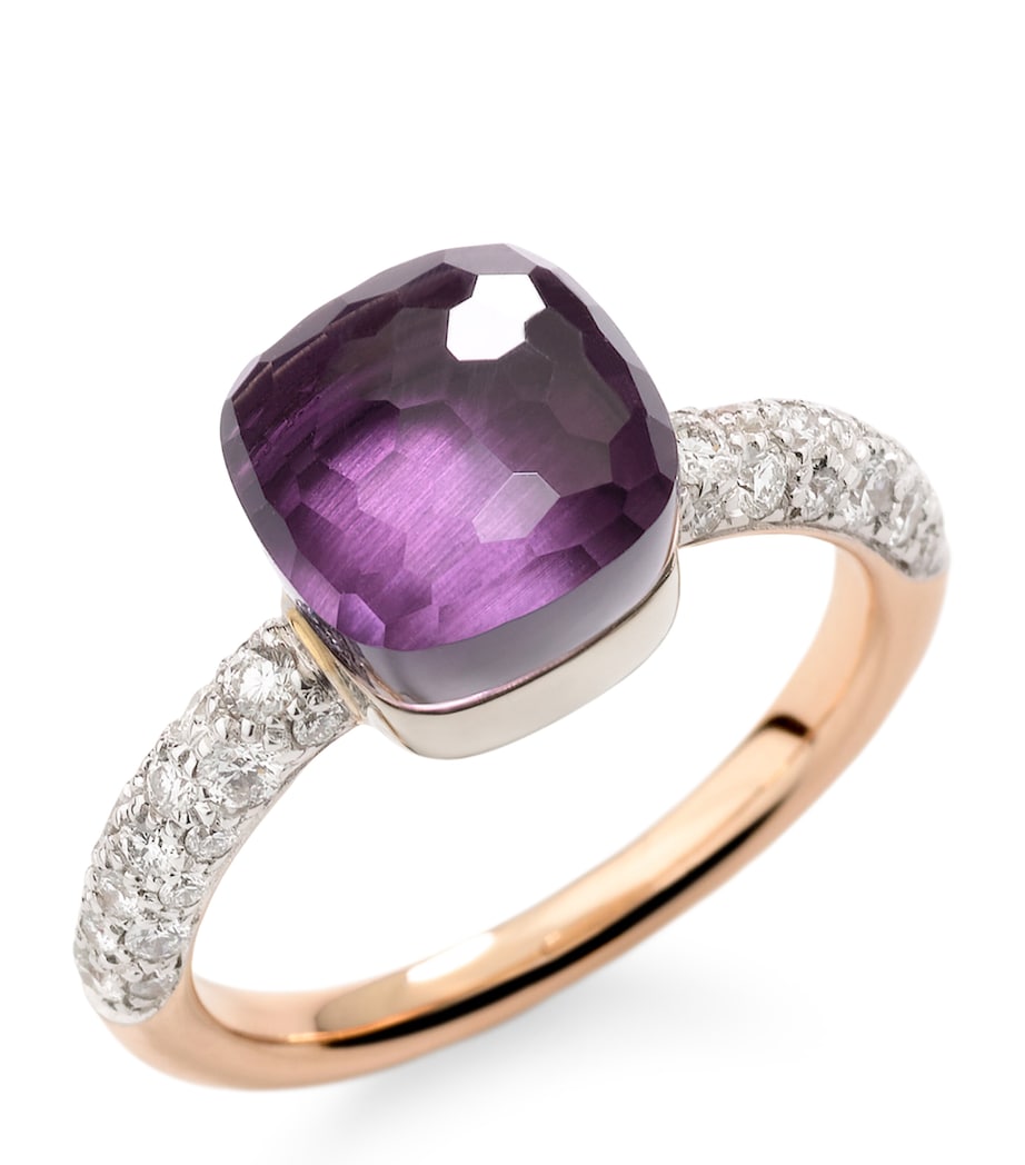 Rose Gold, Diamond and Amethyst Nudo Petit Ring DB0OI Image 1