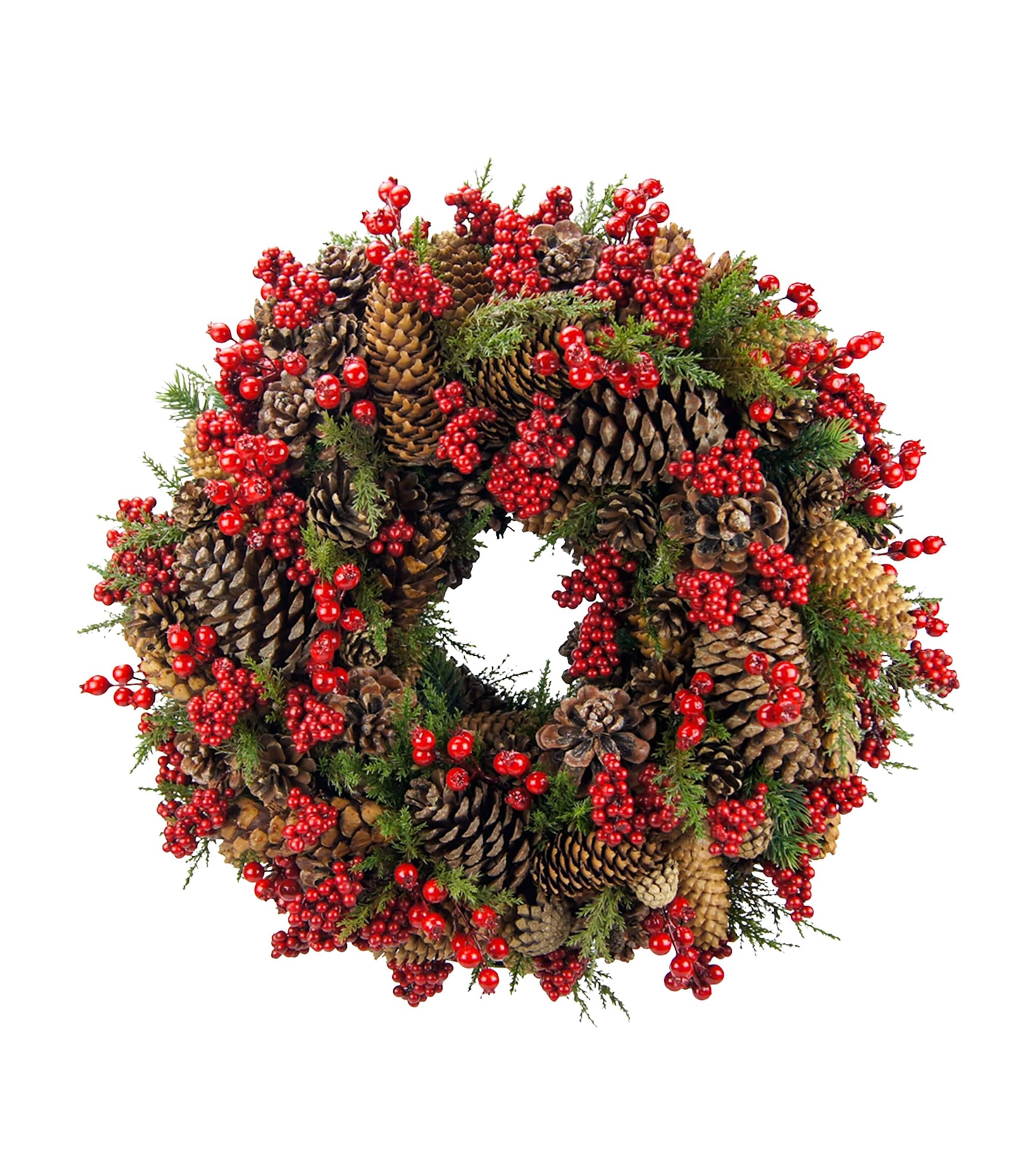 Edelpink & Goldgrün Cones and Berries Wreath Red/green Image 1