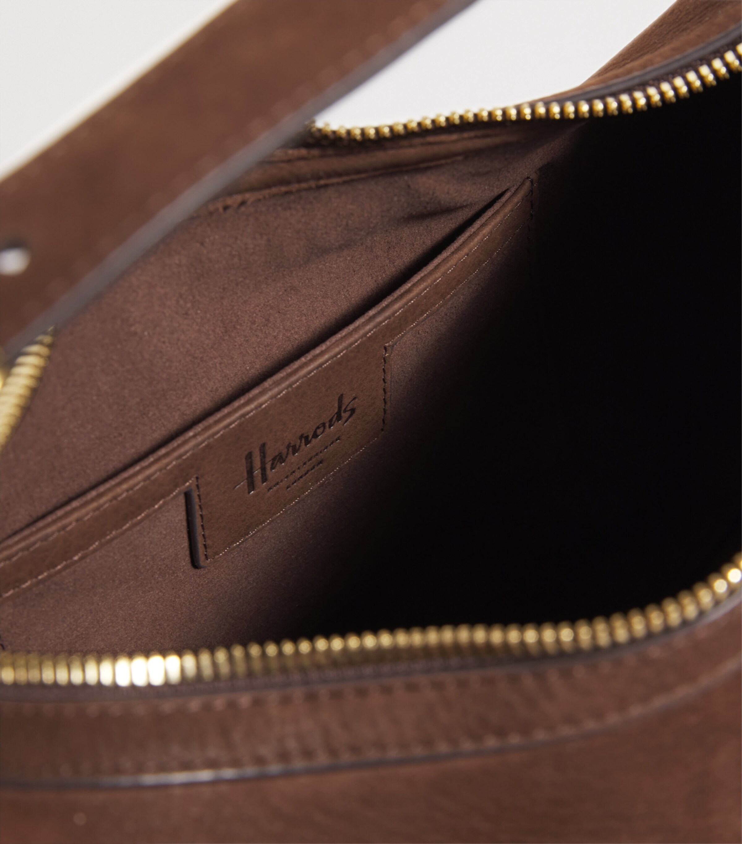 Harrods Small Suede Crescent Shoulder Bag Tan Image 7