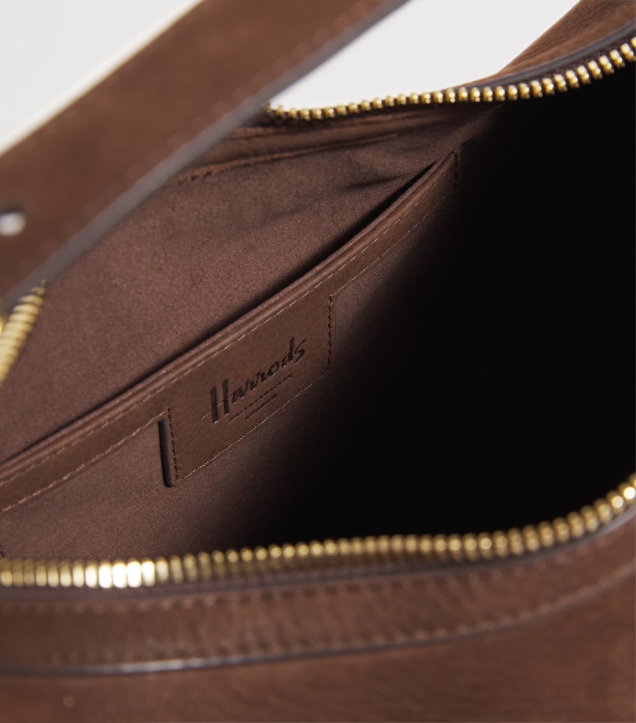 Harrods Small Suede Crescent Shoulder Bag Tan Image 7