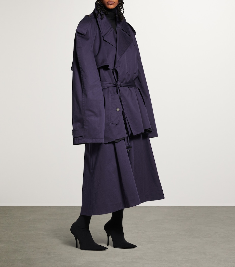Oversized Cotton Cropped Trench Coat 4100 Image 4