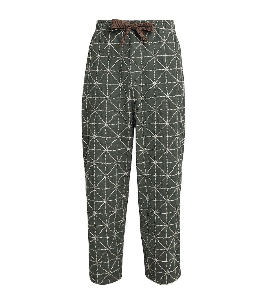 Embroidered Folk Dojo Straight Trousers GREEN Image 1
