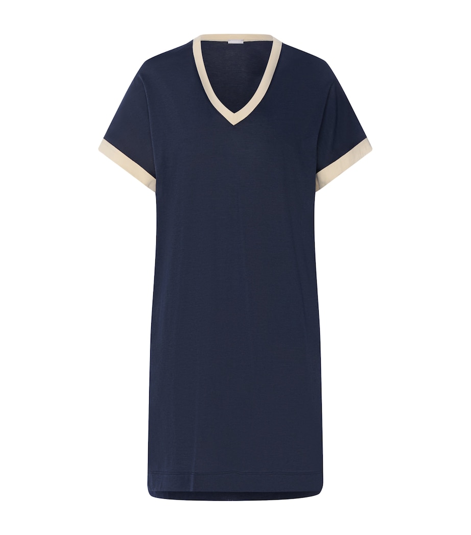 Hanro Womens Cotton-Modal Laura Nightdress Deep Navy Image 1