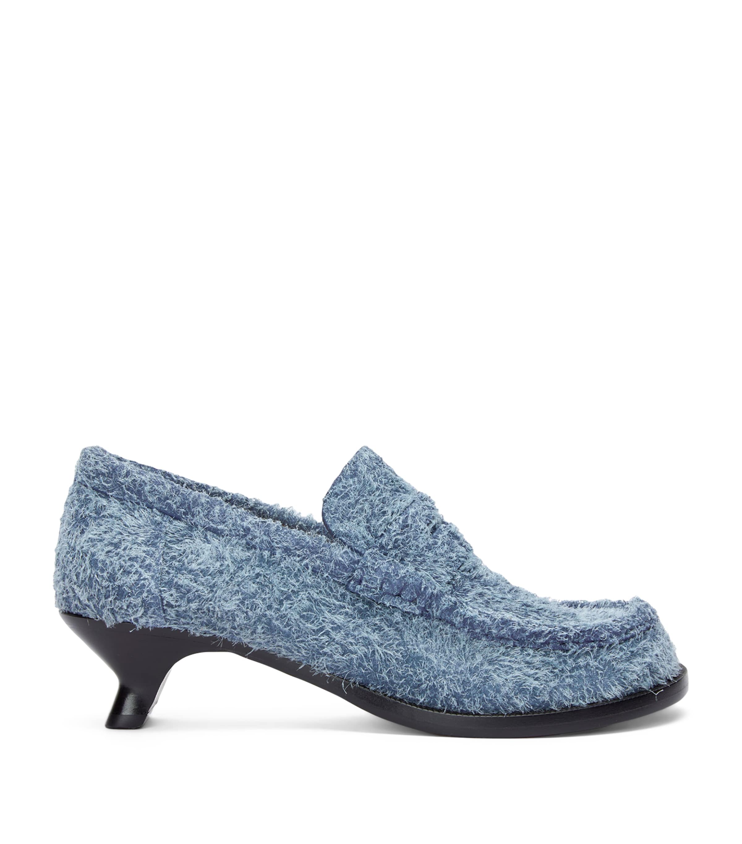 Shop Loewe Brushed Suede Campo Loafers 40 In Blue