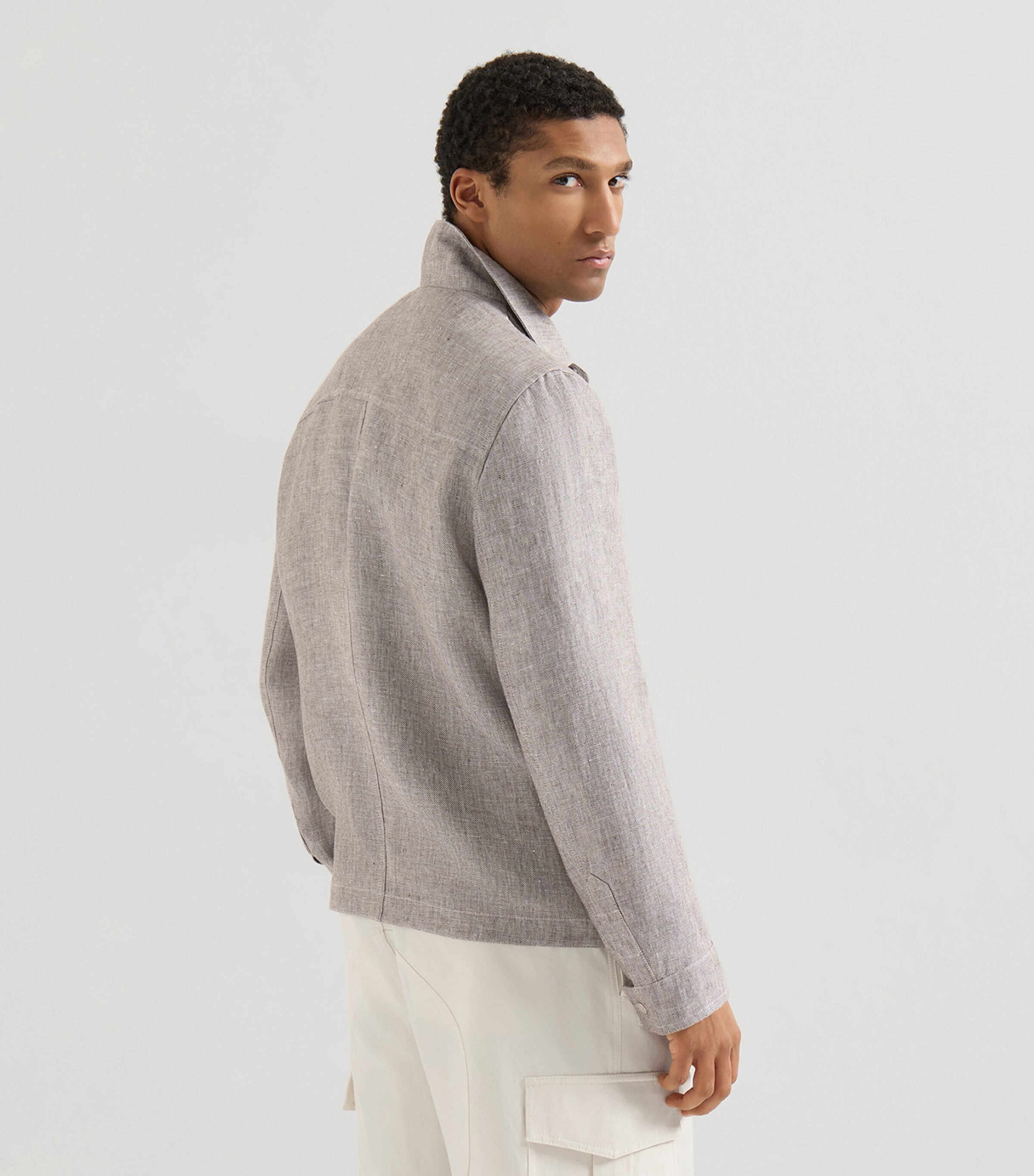 Brunello Cucinelli Mens Hemp-Linen Overshirt Image 3