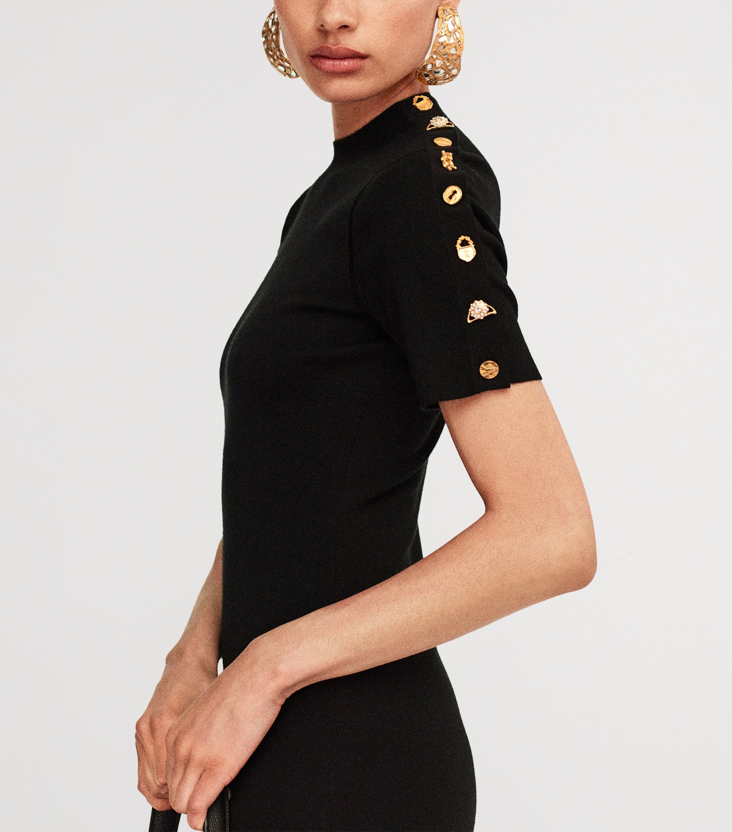 Mirror Pendant Earrings 001 GOLD Image 2