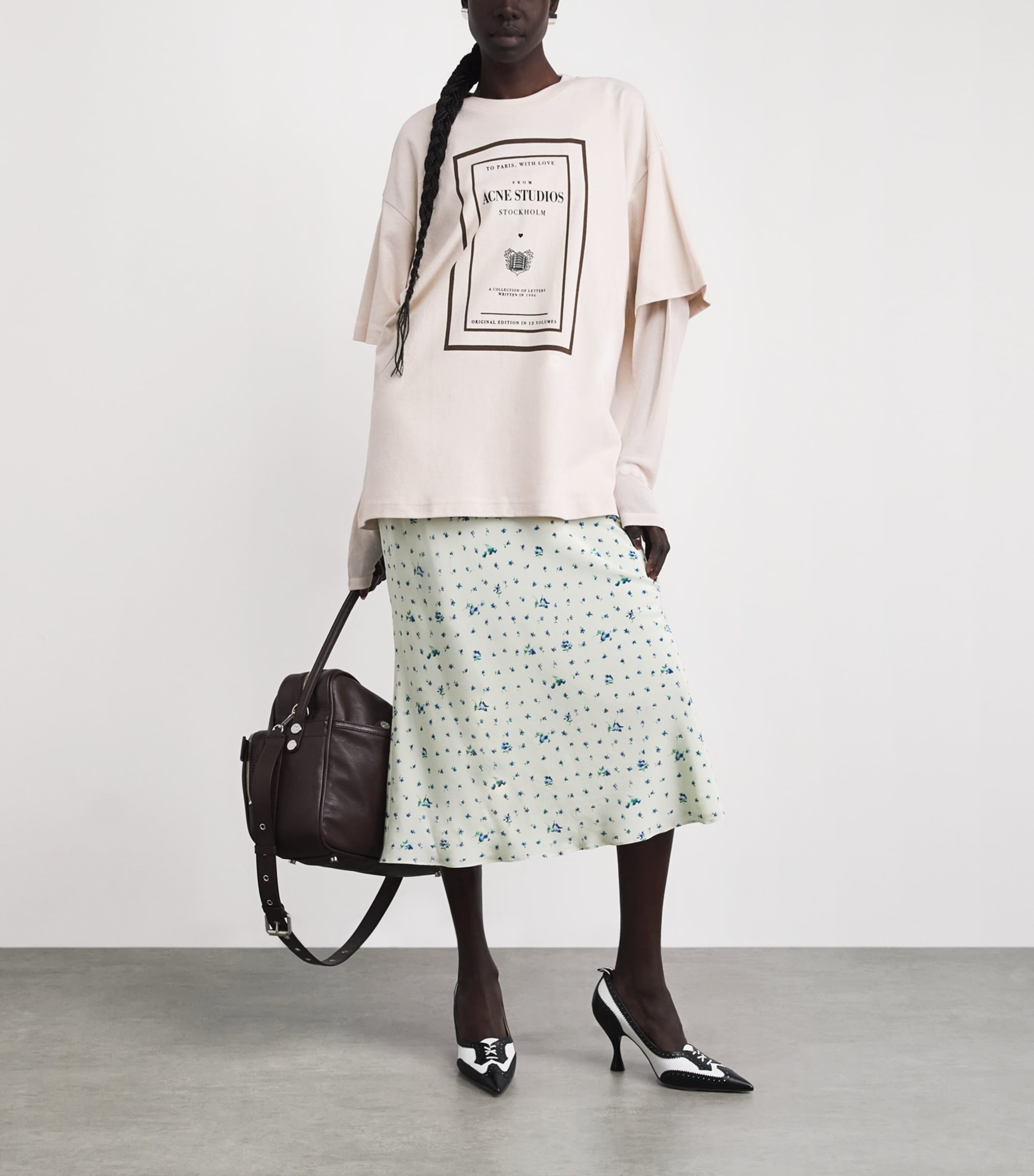 Acne Studios Womens Layered Graphic T-Shirt Warm Beige Image 2