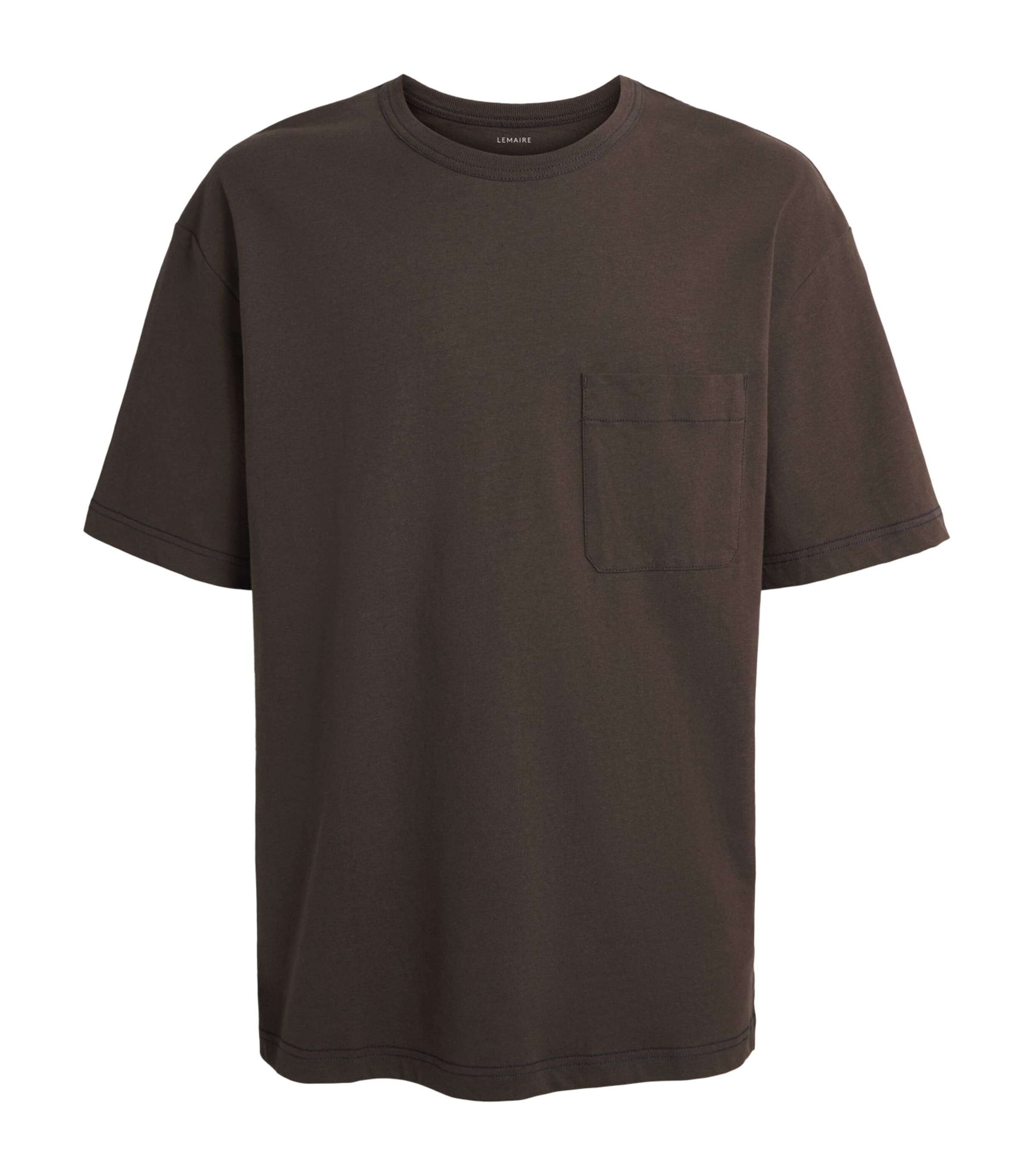 Lemaire Mens Cotton-Linen Boxy T-Shirt Ristretto/ Image 1