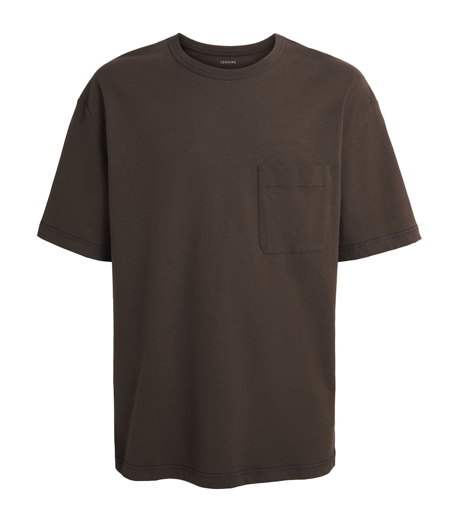 Lemaire Mens Cotton-Linen Boxy T-Shirt Ristretto/ Image 1