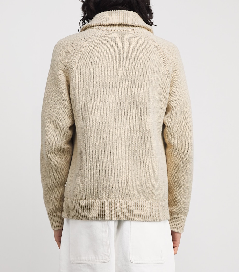 Cotton Half-Zip Sweater ECRU Image 4