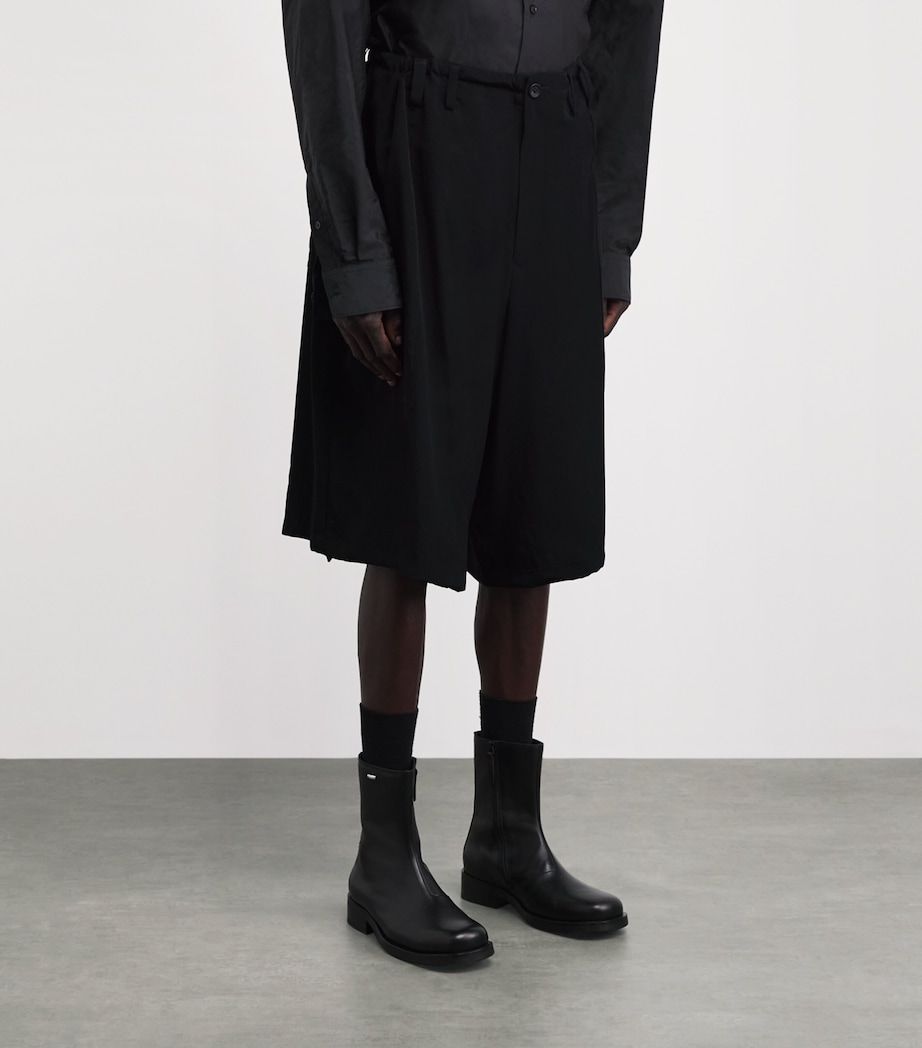 Yohji Yamamoto Mens Crepe Chino Shorts Black Image 4