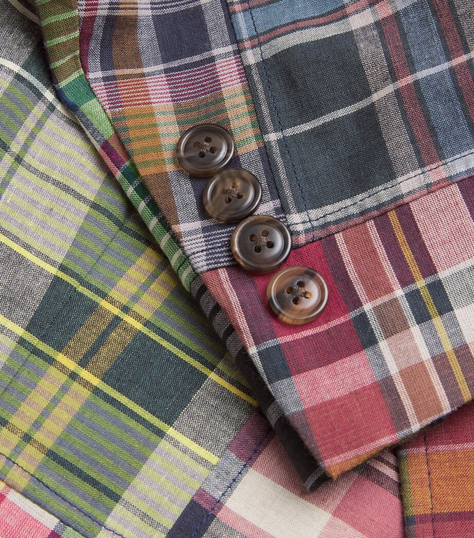 Cotton Madras Patchwork Blazer BLUE Image 5